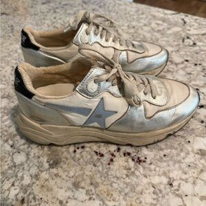 Golden Goose Women's Cream and Silver Sneakers